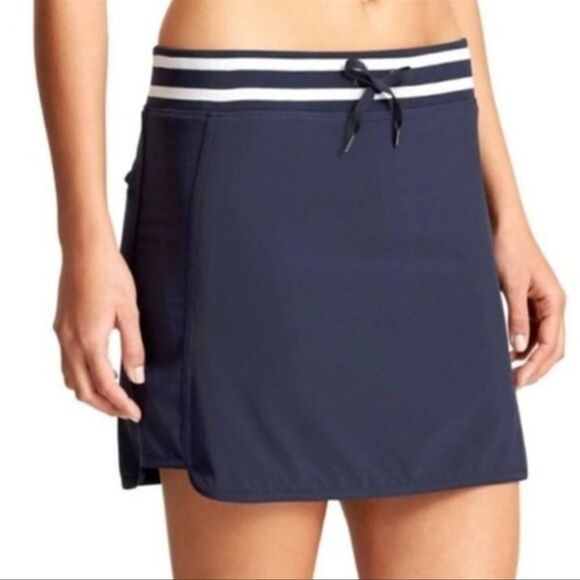 Athleta 'Sonara' Skort Mini Skirt Navy Blue/White Stripe 4 - Picture 1 of 5
